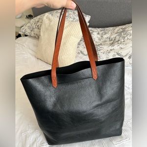 LARGE MADEWELL BLACK LEATHER TRANSPORT TOTE CARRYALL SHOULDER BAG